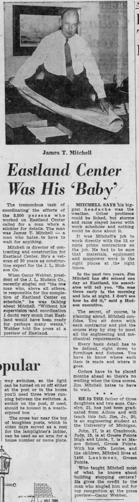 Eastland Center (Eastland Shopping Center, Eastland Mall) - 1957 Article (newer photo)